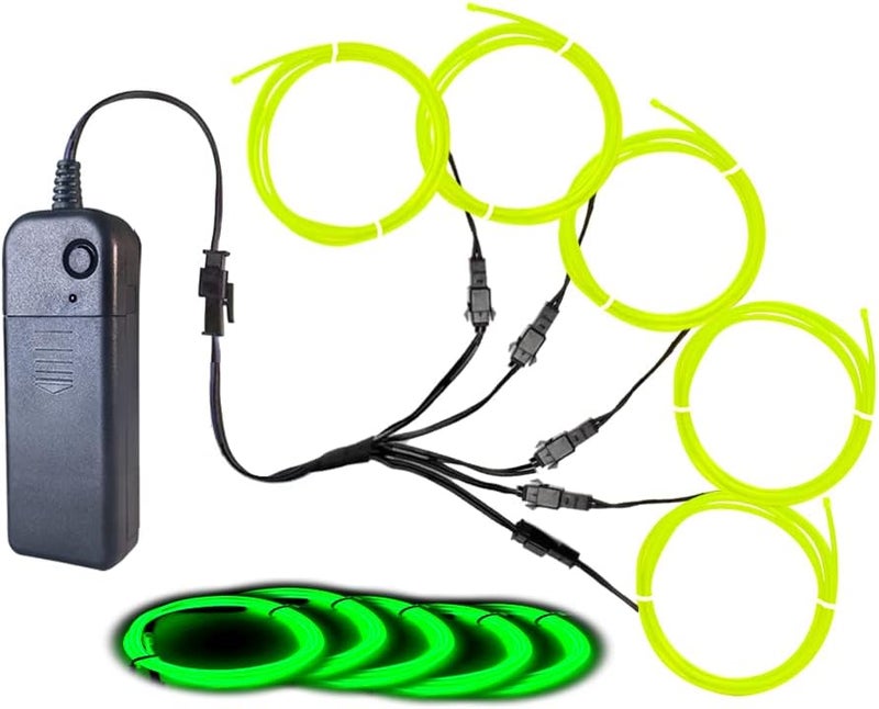 TiTiToo Neon Light 5-in-1 Meter Wire,Portable Battery Pack with Decorative Wire, Suitable for Birthday Parties, Thanksgiving, and Other Occasions (Lime Green) - Image 1